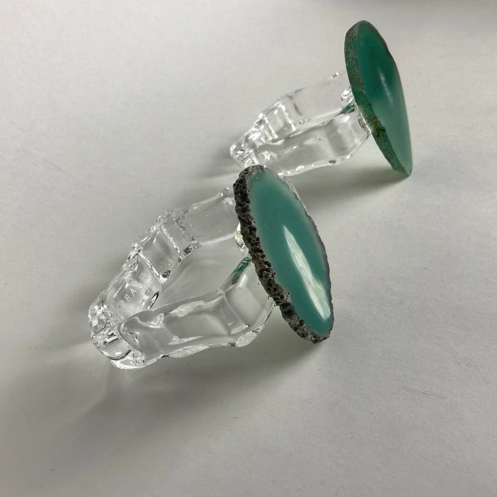 Rablabs Aleotto Brazilian Agate Napkin Rings Set of 2 Grass Green w Box